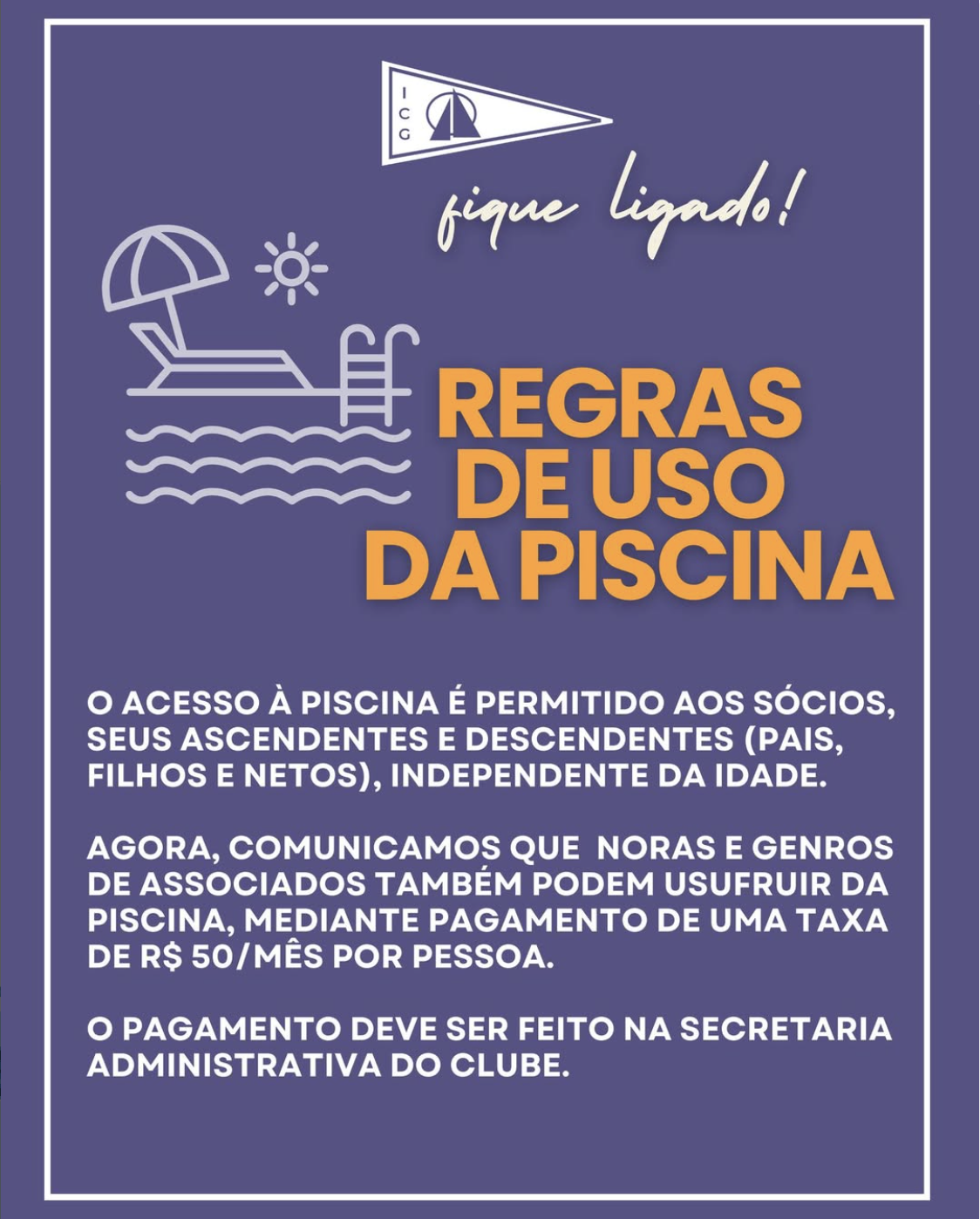 Atualização das regras de uso da piscina