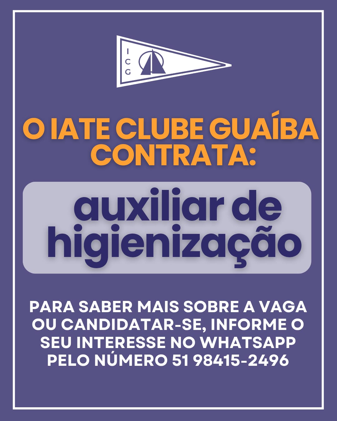 ICG CONTRATA AUXILIAR DE HIGIENIZAÇÃO